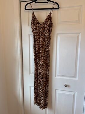 Zara Leopard-Print Slip Dress in Brown and Black